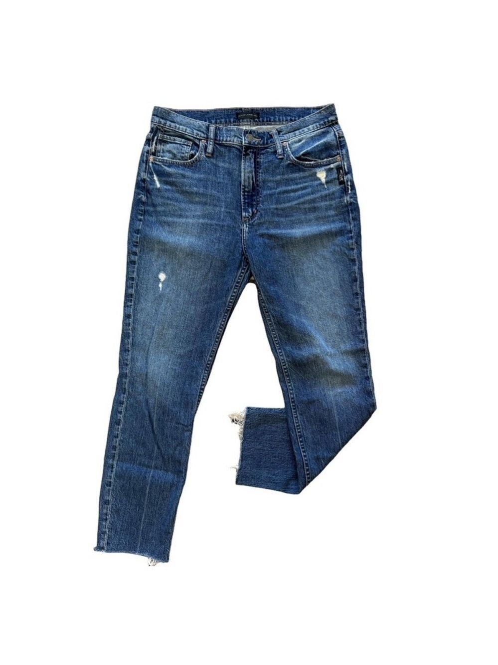 SILVER JEANS Frisco Skinny Super High Rise Ankle Jeans Size 29 Distressed